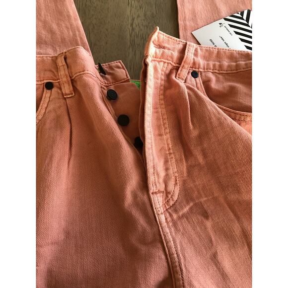 Free People v. Sandrine Rose Wide Leg High Rise Embroidered Pink Pants - 28 - Picture 5 of 10